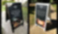 Black A-frame sign promoting private dining, functions and event bookings.