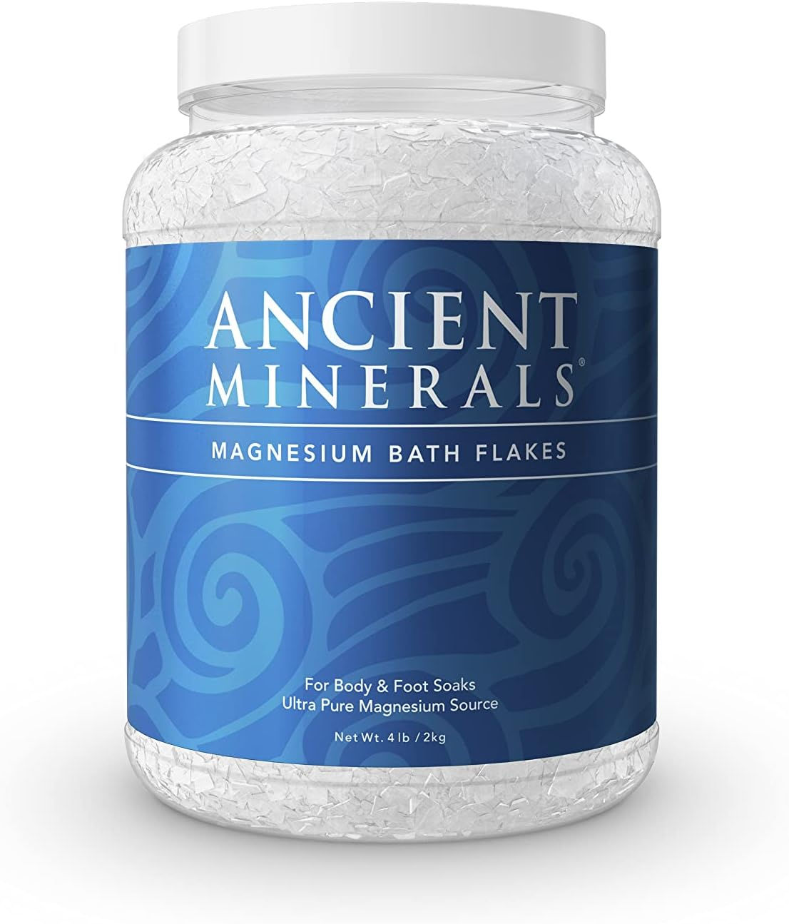 Ancient Minerals Magnesium Salt Bath Flakes for Body and Foot Soaks 4.4lb / 2kg