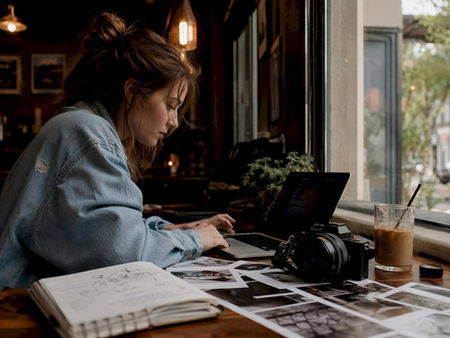 Student preparing photo competition submission