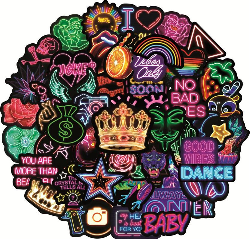 Thumbnail: 50 Vinyl NEON LIGHT Stickers