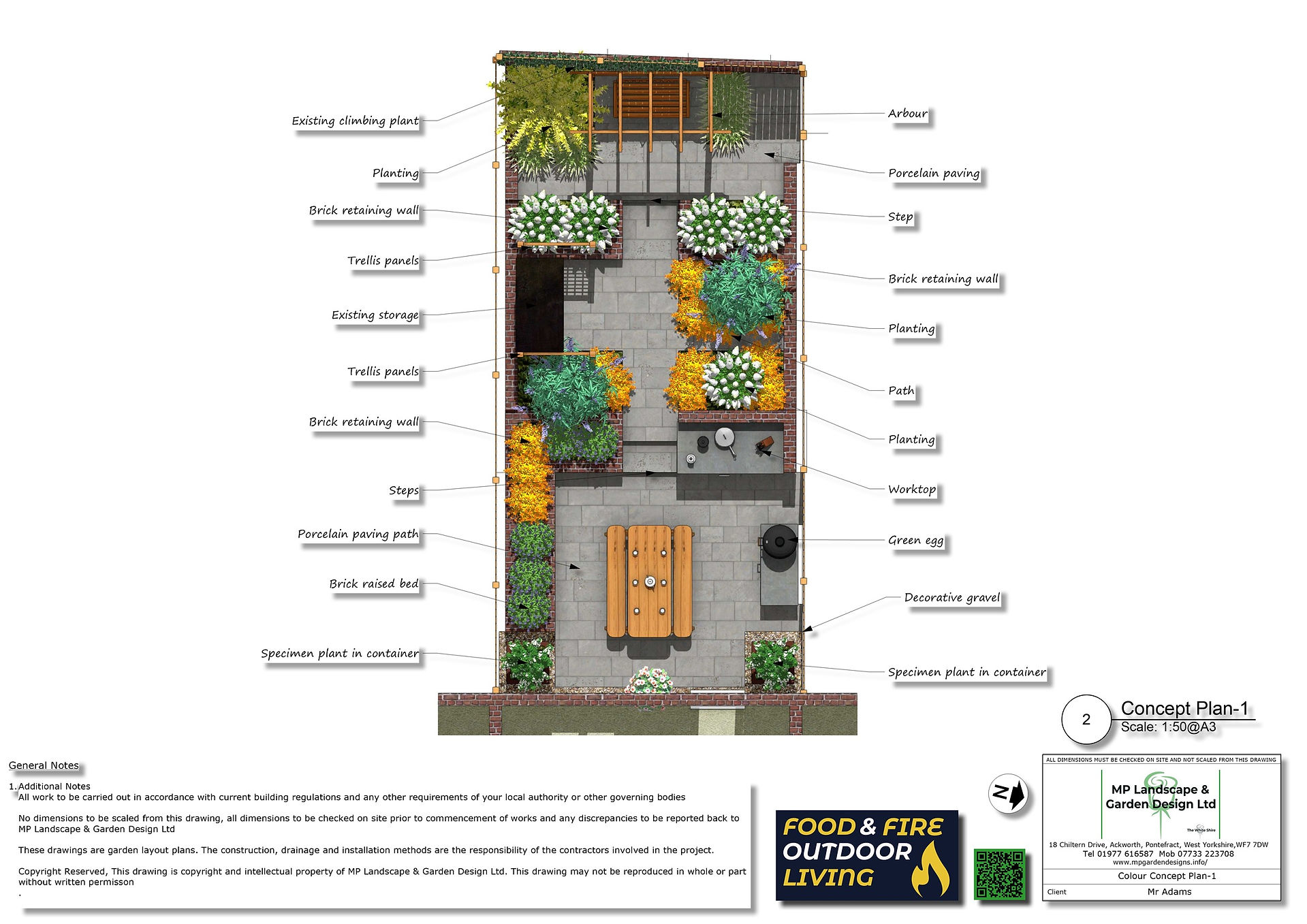 Coutyard garden design fro a property in Barnsley by MP Landscape & Garden Design Ltd