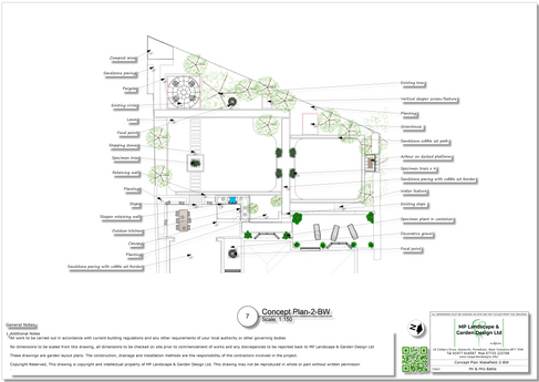 Landscape design plans for a property in Wakefield.