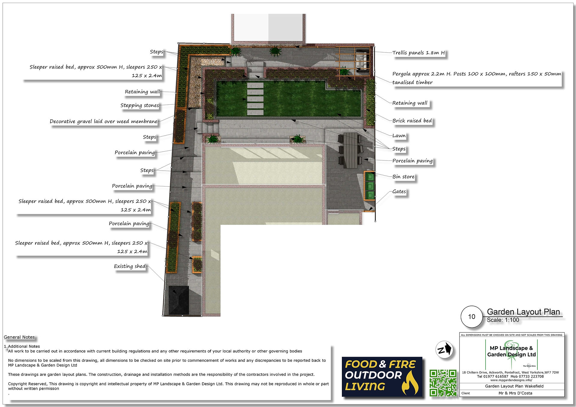 Garden design plans for a property in Wakefield, by MP Landscape & Garden Design Ltd