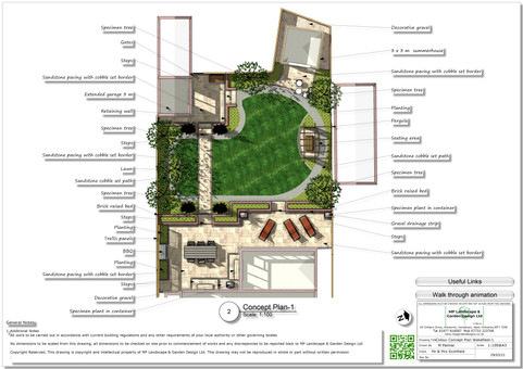 Garden design concept plans for a property in Wakefield.