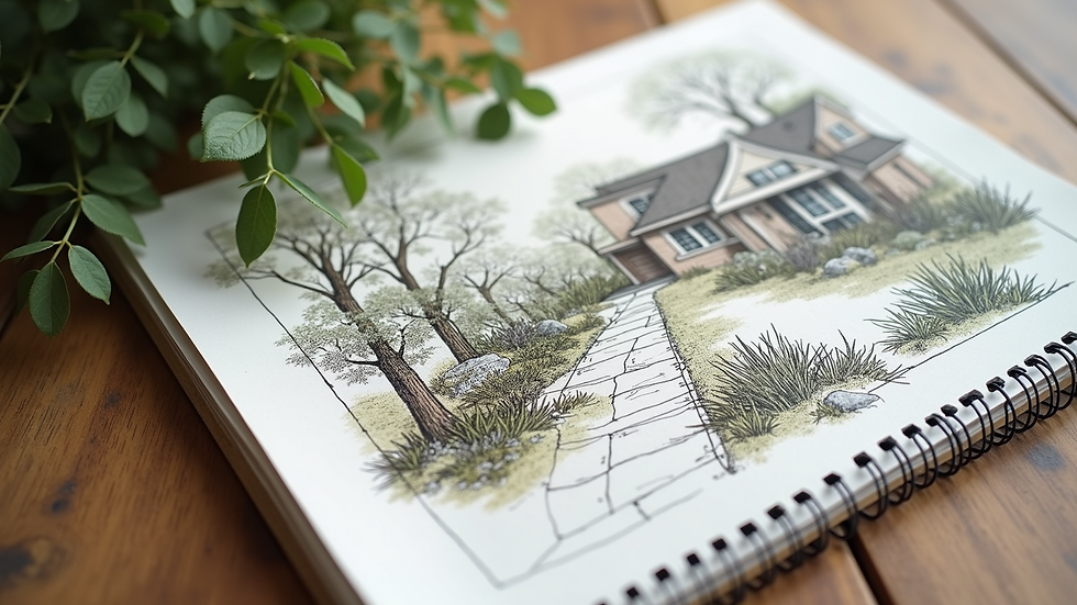 High angle view of a gardening plan sketch