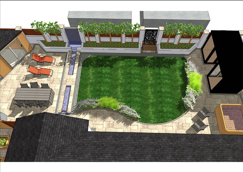 1, Overview of a garden layout for a rear garden in Wakefield