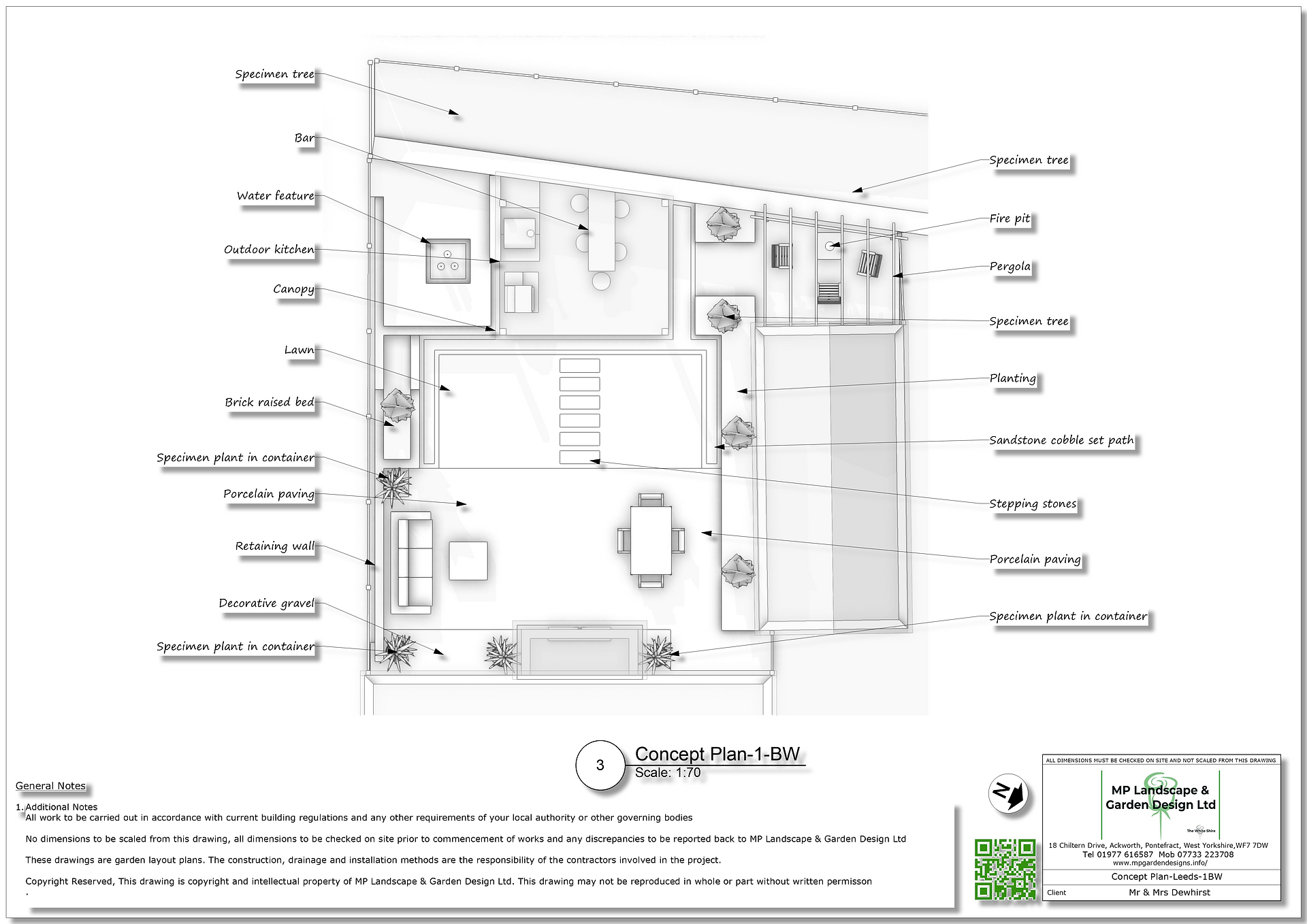 Garden design plans for a new build property in Leeds.