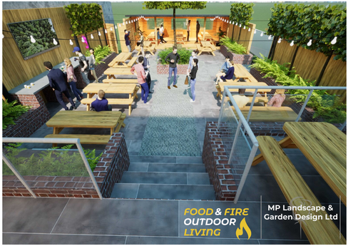 Beer garden design, Ponterfact, West Yorkshire.