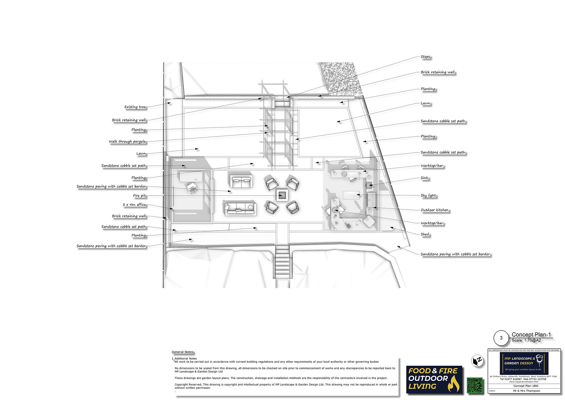 Landscape design with outdoor kitchen for a property in Wakefield by MP Landscape & Garden Design