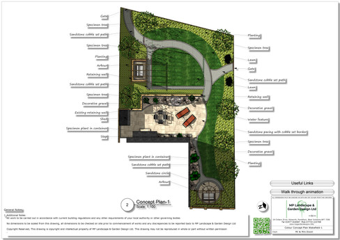 Concept garden design plans for a property in Wakefield, West Yorkshire.