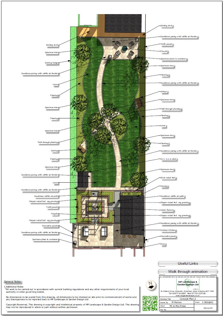 Landscape design plans for a property in Pontefract by MP Landscape & Design Ltd.