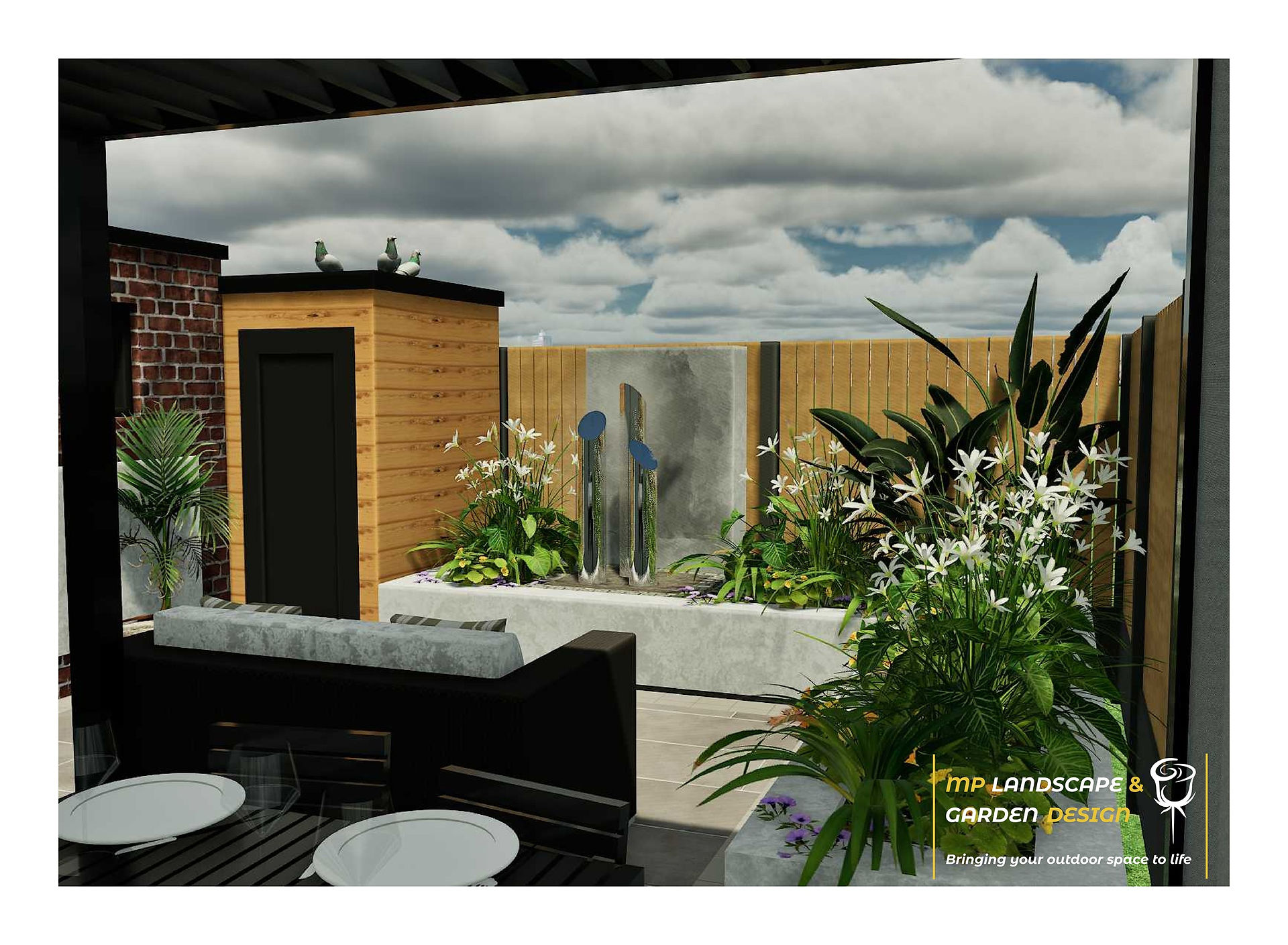 Modern small rear garden in leeds designed by MP Landscape & Garden Design