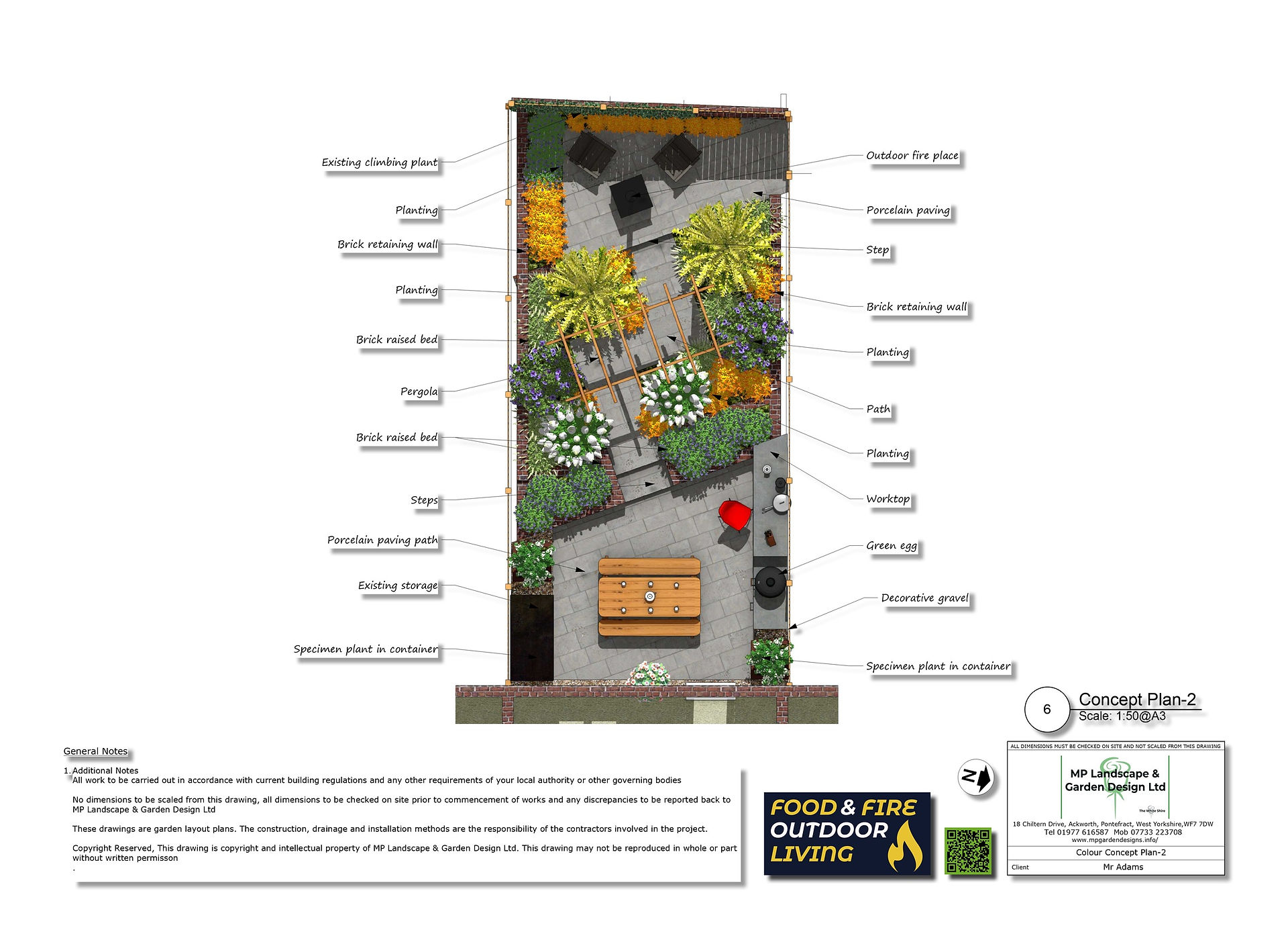 Coutyard garden design fro a property in Barnsley by MP Landscape & Garden Design Ltd