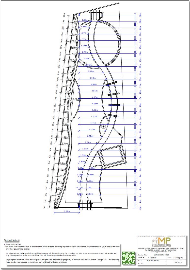 4, dimensions plan for a rear garden in Wakefield