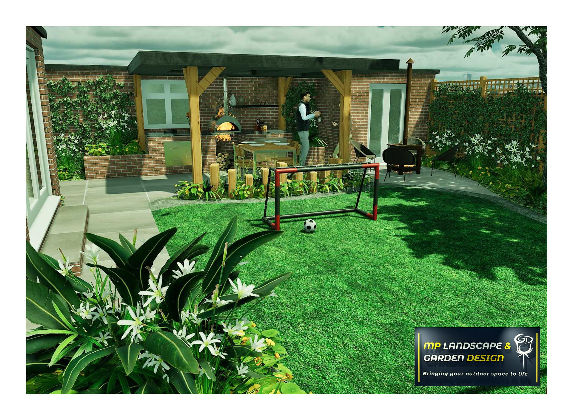Garden design with outdoor kitchen for a property in Pontefract by MP Landscape & Garden Design