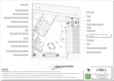 Garden design with outdoor kitchen, Leeds.