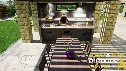 Outdoor kitchen design by by MP Landscape & Garden Design Ltd.