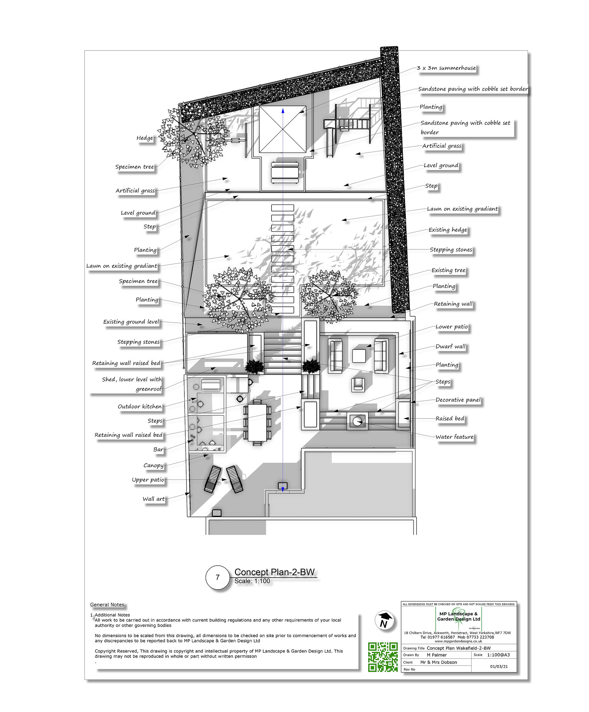 Landscape design plans for a property in Wakefield by MP Landscape & Design Ltd.