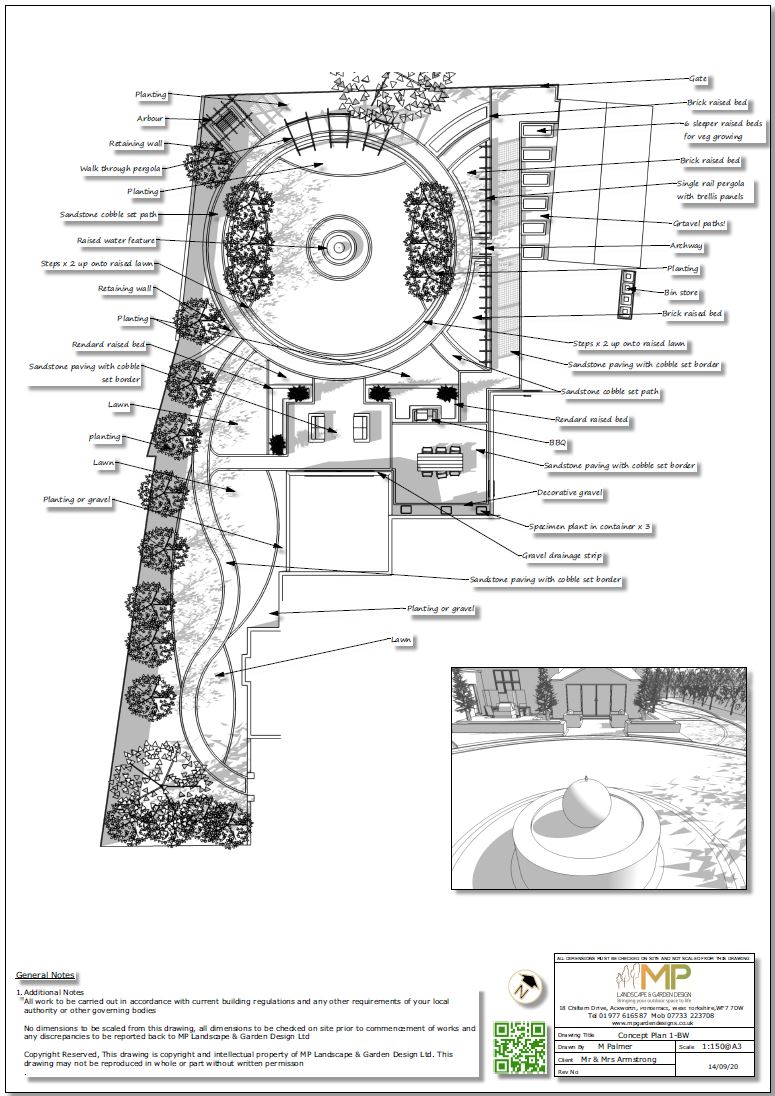 3, Concept plan,1 for a rear garden in Wakefield