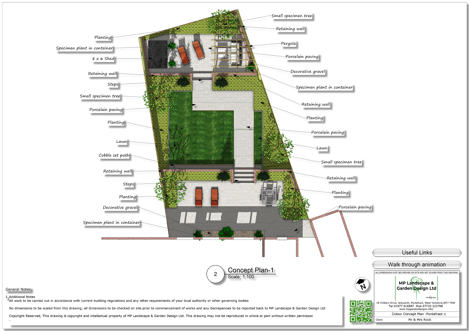 Landscape design plans for a property in Pontefract by MP Landscape & Design Ltd.