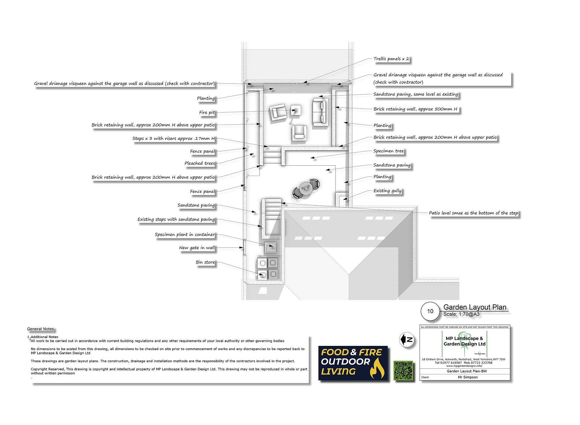 Courtyard garden design for a property in Barnsley by MP Landscape & Garden Design Ltd