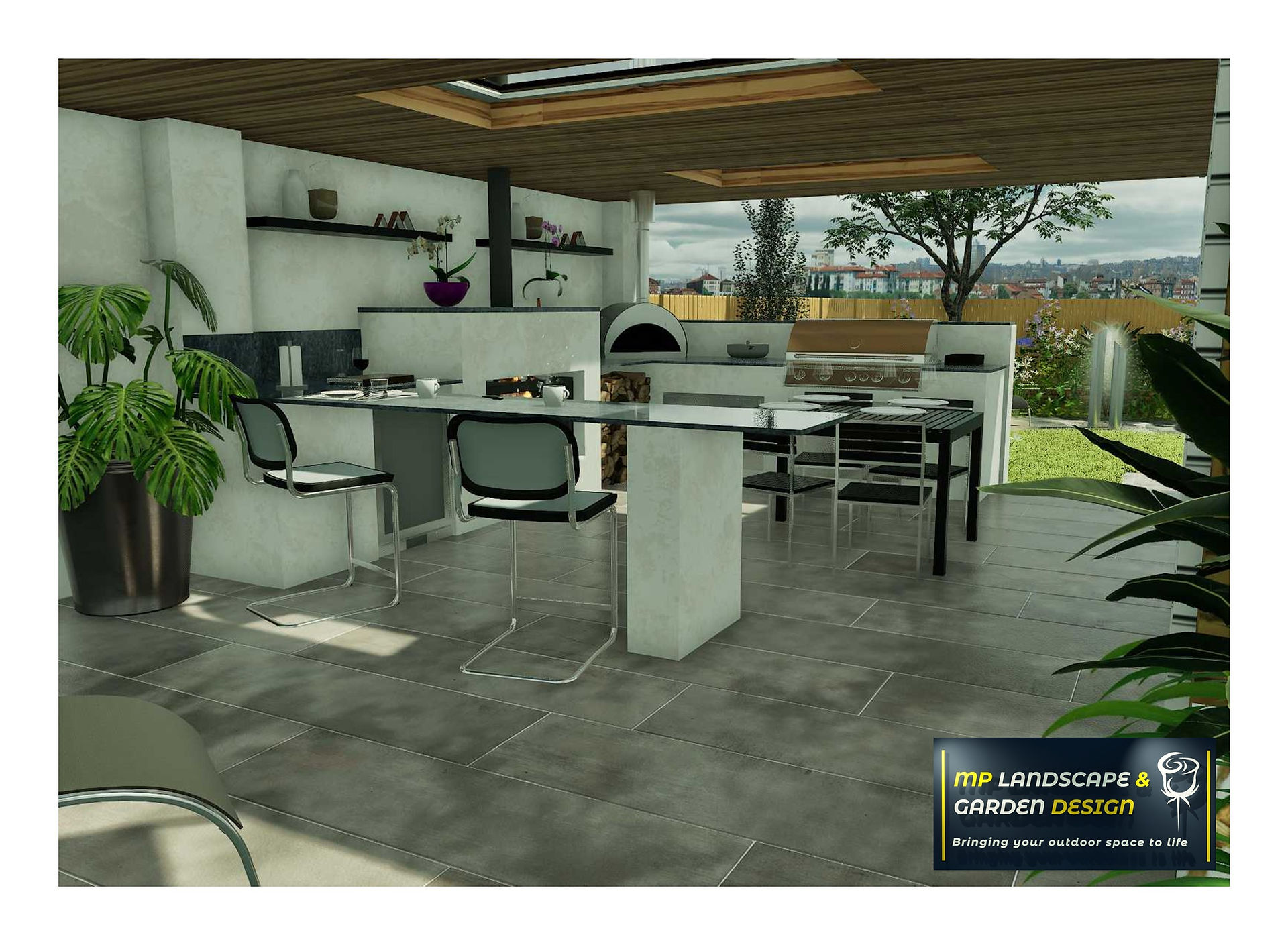 Garden design with outdoor kitchen by MP Landscape & Garden Design