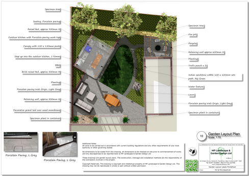 Garden design with outdoor kitchen, Leeds.