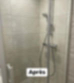 Après le nettoyage du calcaire d'une cabine de douche.