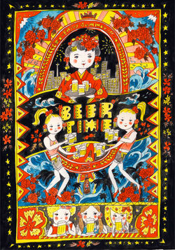 グループ展DM「beer time」(210mm×297mm)