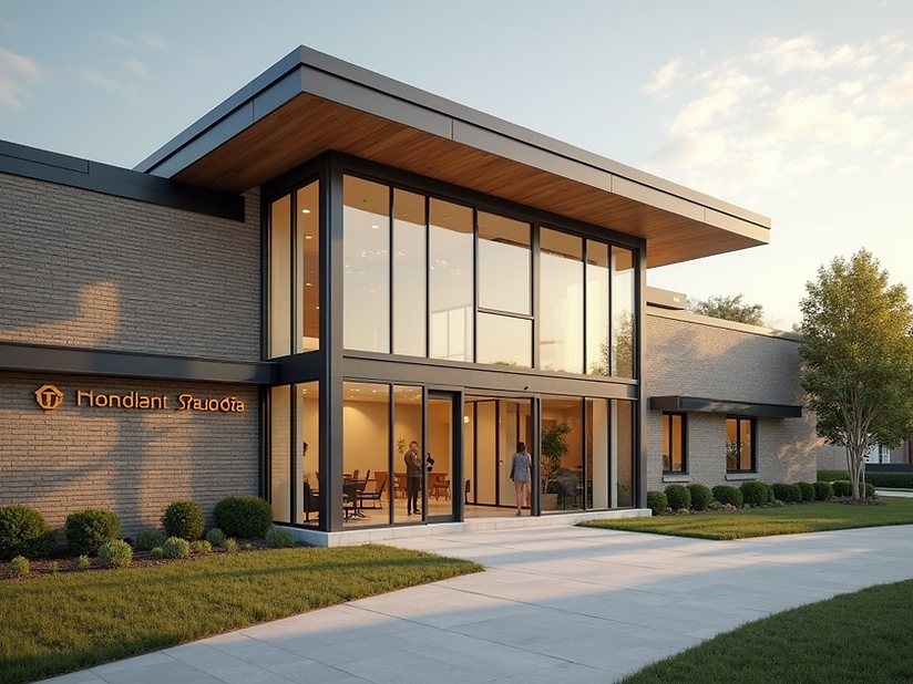 professional studio photography modern health center building natural daylight welcoming e