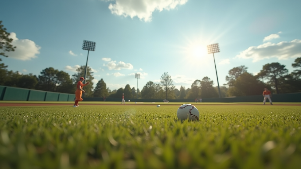 Eye-level view of a baseball field during a training session