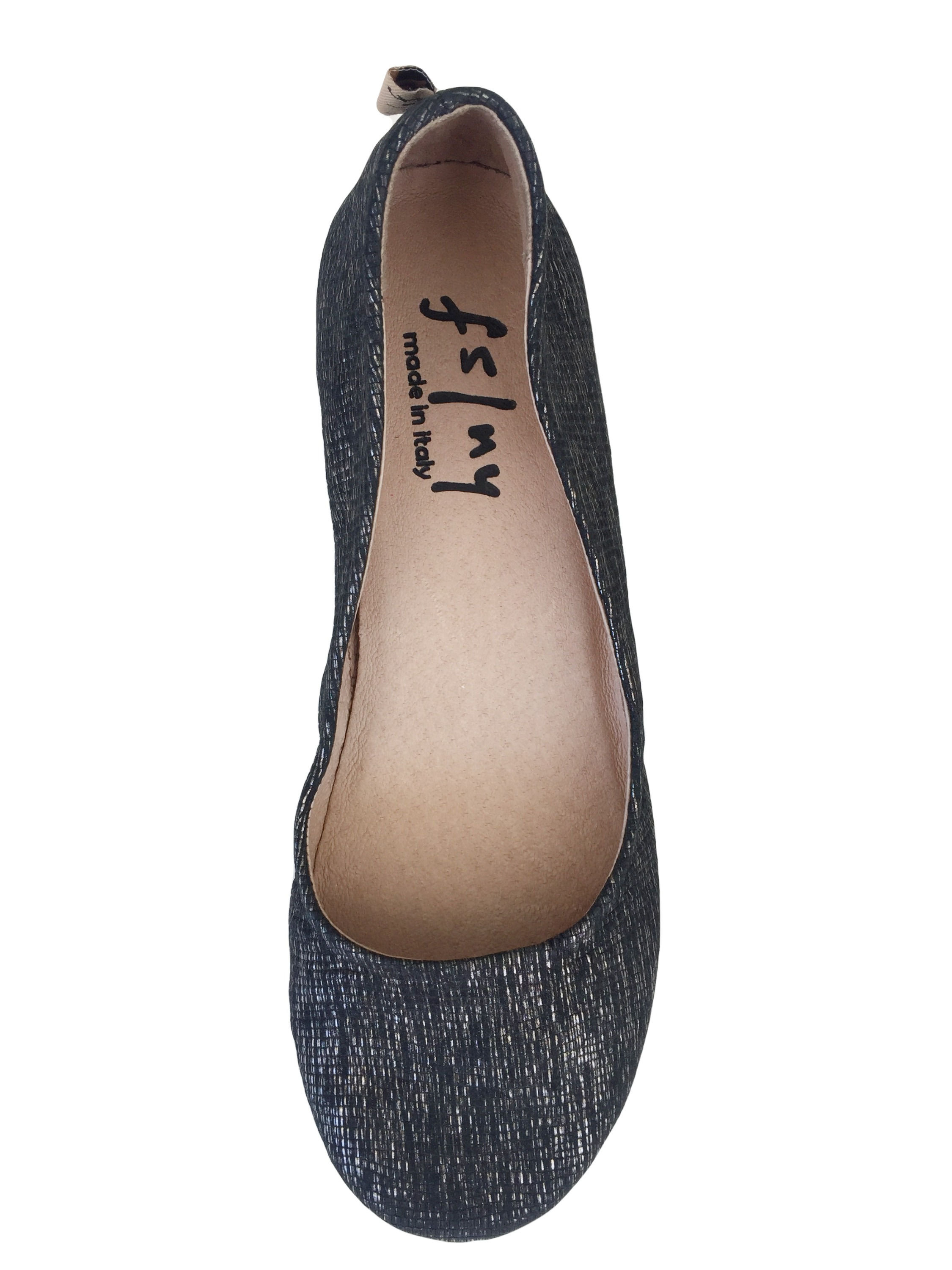 French Sole Zeppa Black Metallic Lizard