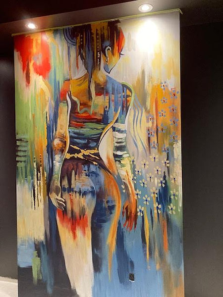 Lounge and bar, artwork and design. Sexy abstract woman painting.