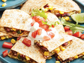 Bean, corn and zucchini quesadillas