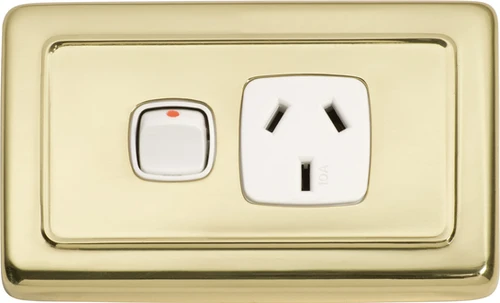 1 Gang Flat Plate Rocker Switches with Socket | Lithgow Restorations