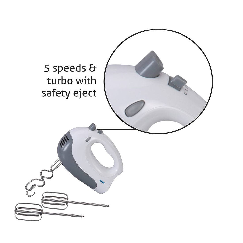 Thumbnail: Glen Electric Hand Mixer 250 W, 2 Kneading Hooks 2 Beaters With 5 Speed & Turbo