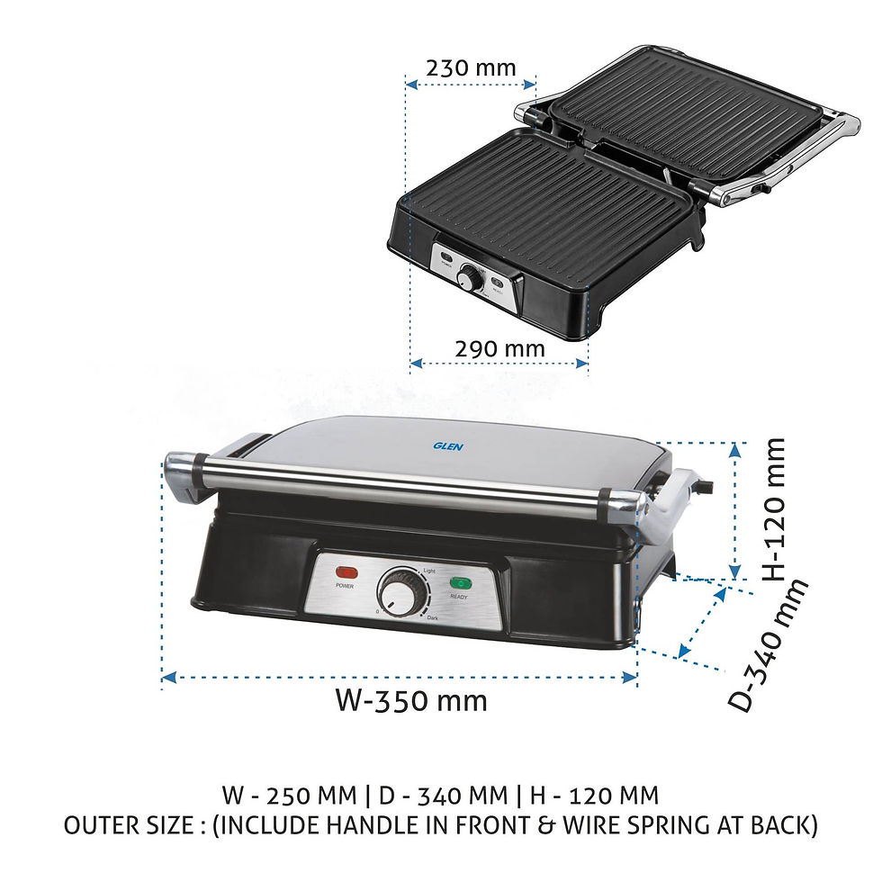 Thumbnail: Glen Electric Contact Grill & Sandwich Maker With 180-degree Opening, Non-Stick