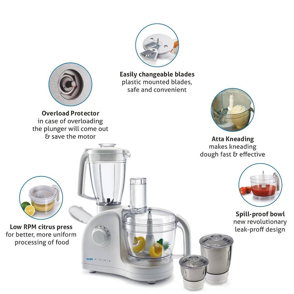 Thumbnail: Glen Food Processor Kitchen Machine 700W 3 Jars, Centrifugal and Citrus Juicer