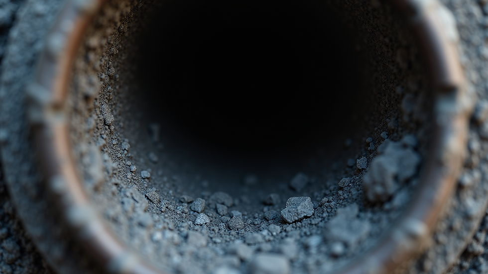 Close-up view of soot buildup inside a chimney flue
