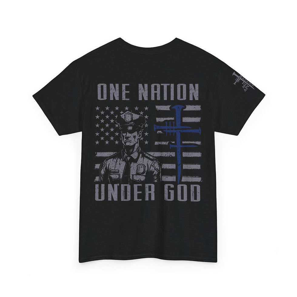 Stealth Blackout Blue Line — One Nation Under God T-Shirt