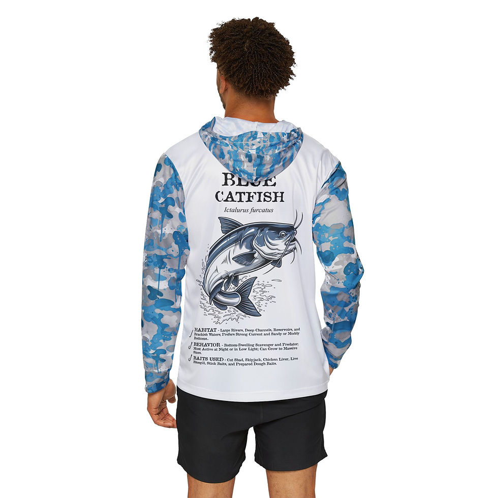 Thumbnail: Blue Catfish - UV Men's Light Weight Fishing Hoodie
