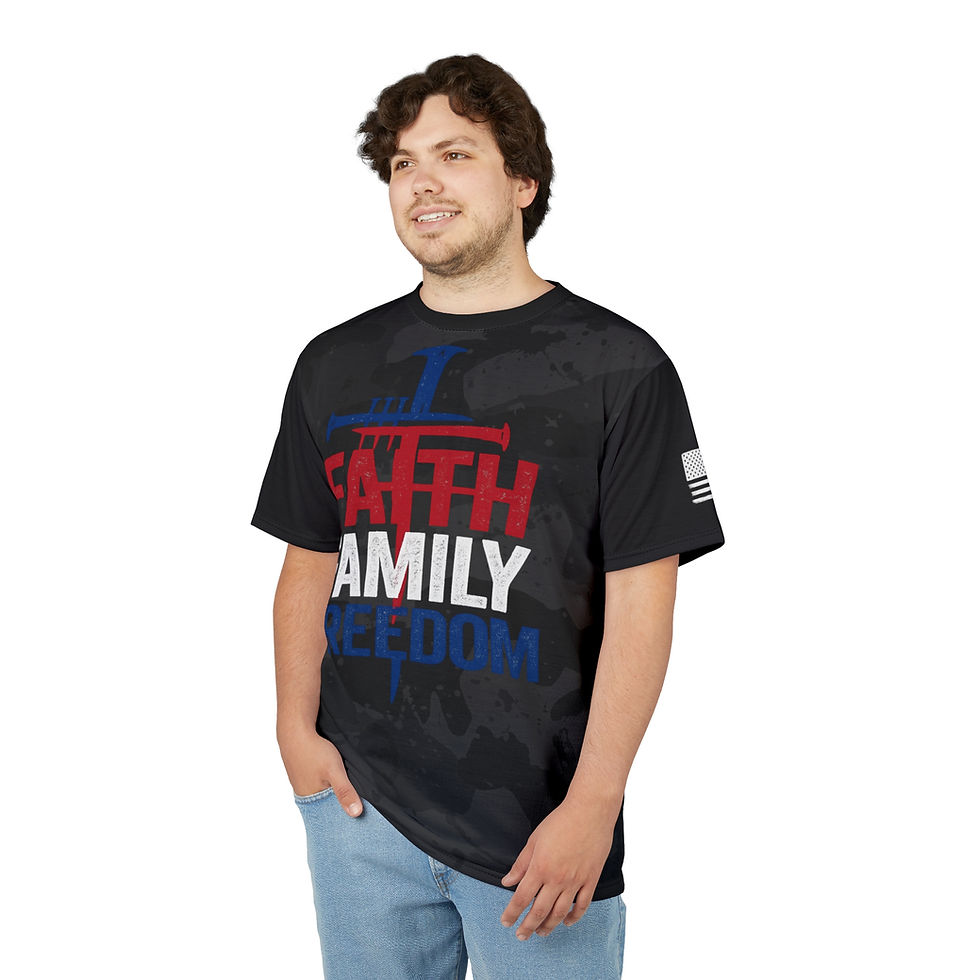 Thumbnail: Faith Family Freedom Graphic Tee – Christian Patriotic Shirt for Men & Women