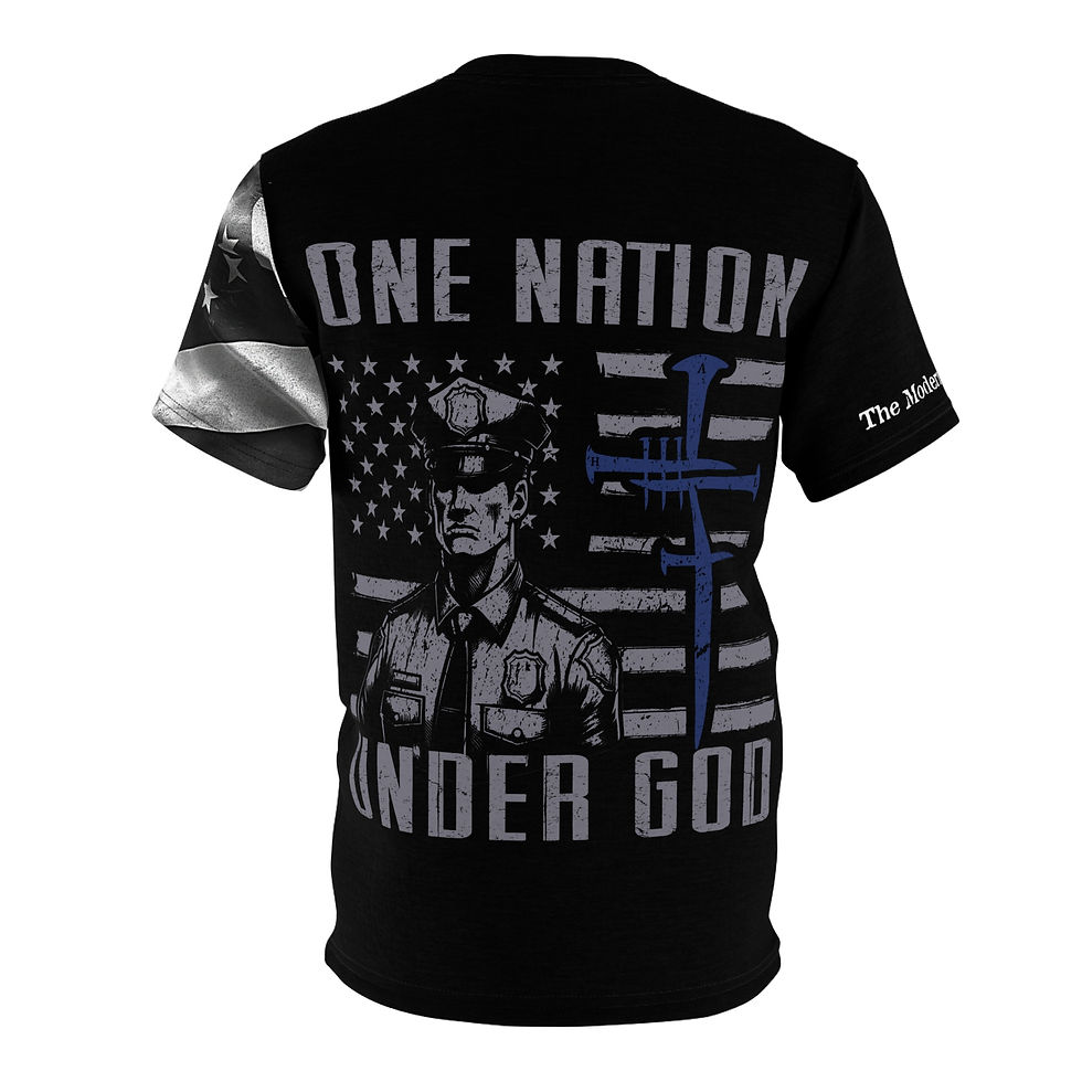 Thumbnail: Stealth Blackout Blue Line — One Nation Under God T-Shirt