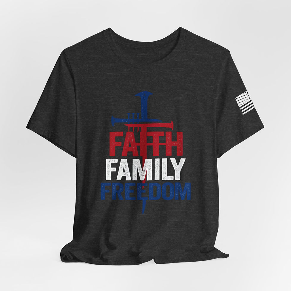 Faith Family Freedom — Unisex Tee — Red, White, and Blue
