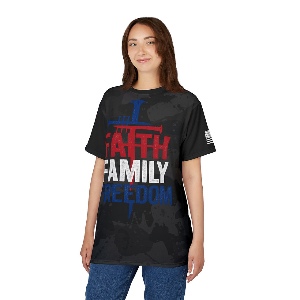 Thumbnail: Faith Family Freedom Graphic Tee – Christian Patriotic Shirt for Men & Women