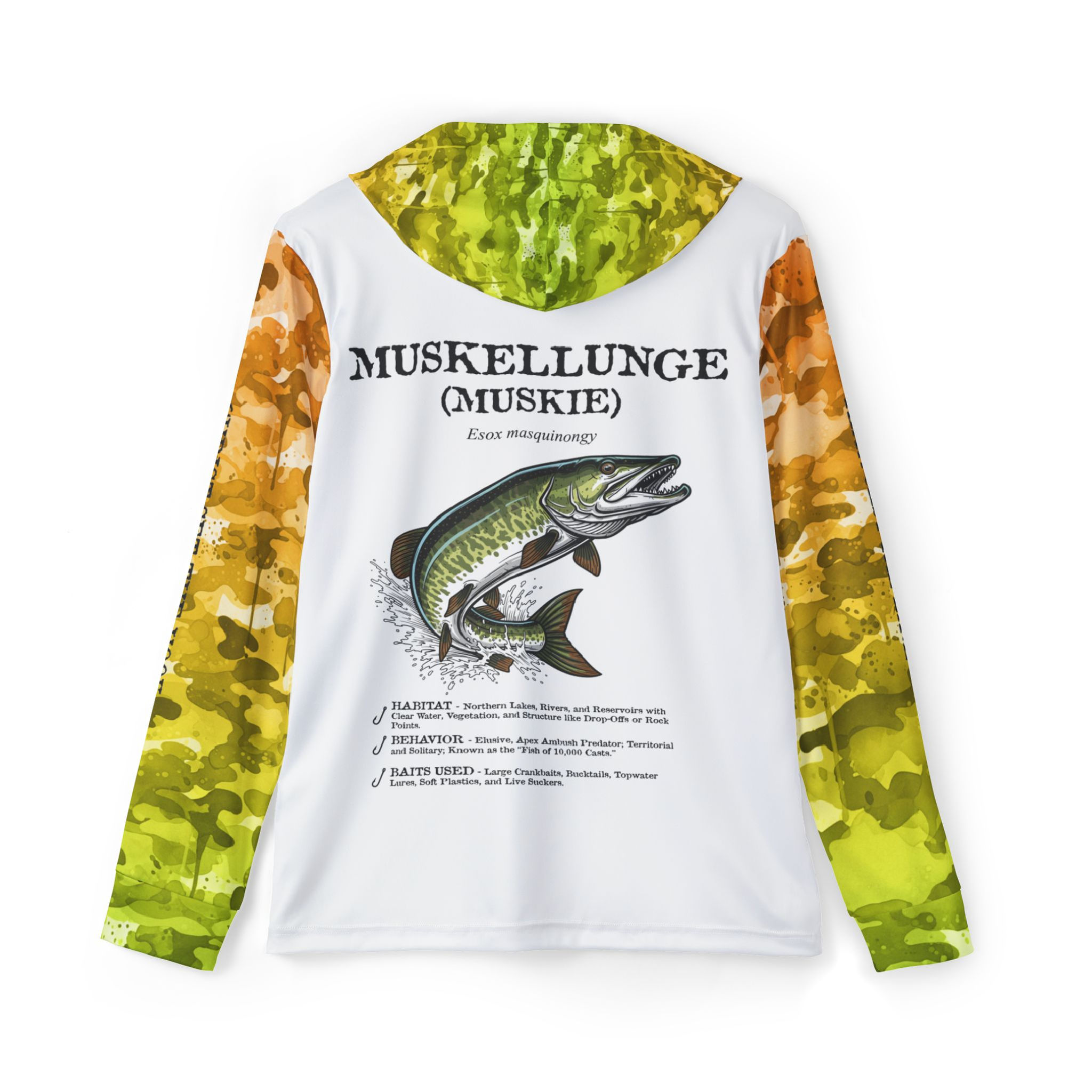 Muskellunge (Muskie) Edition - UV Men's Light Weight Fishing Hoodie