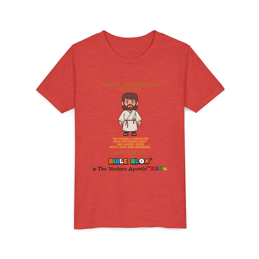 Joseph Husband of Mary Youth Tee | BIBLE BLOX™ Christian Kids Heroes of Faith