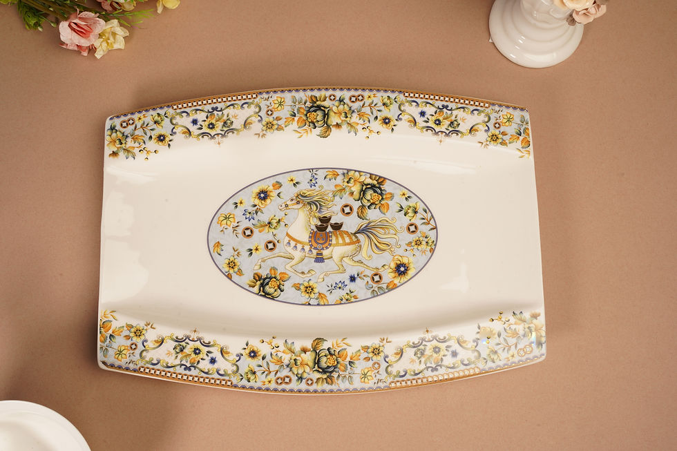 Thumbnail: Jade Green Horse Bone China Dinner Set