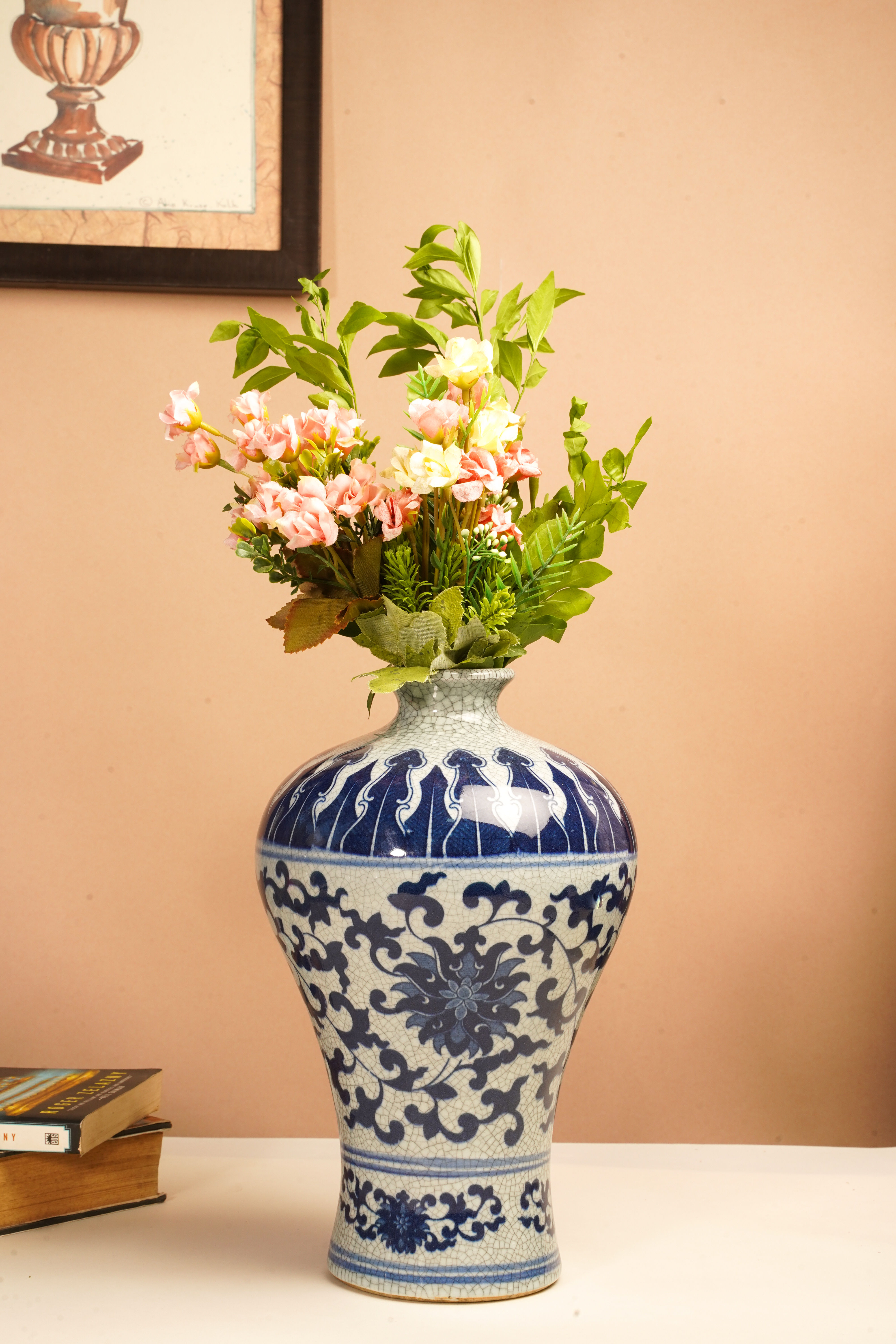 Blue and White Design Vase