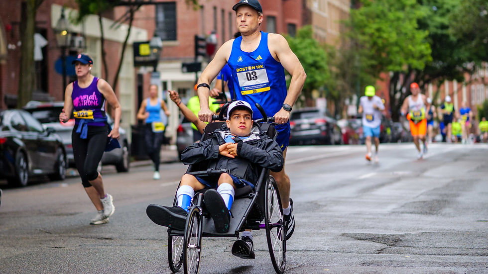 Kramer and Samuel Huculak on Charles Street at the start of the Boston 10K Sunday June 22, 2025.